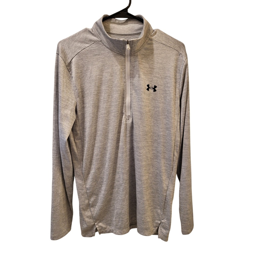 Under Armour Mens Gray Long Sleeve 1/4 Zip‎ Pullover Athletic Shirt